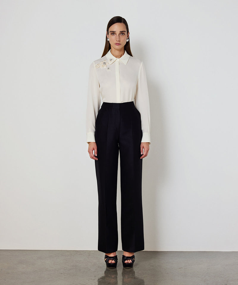 Machka Wool And Silk Blend Trousers Black