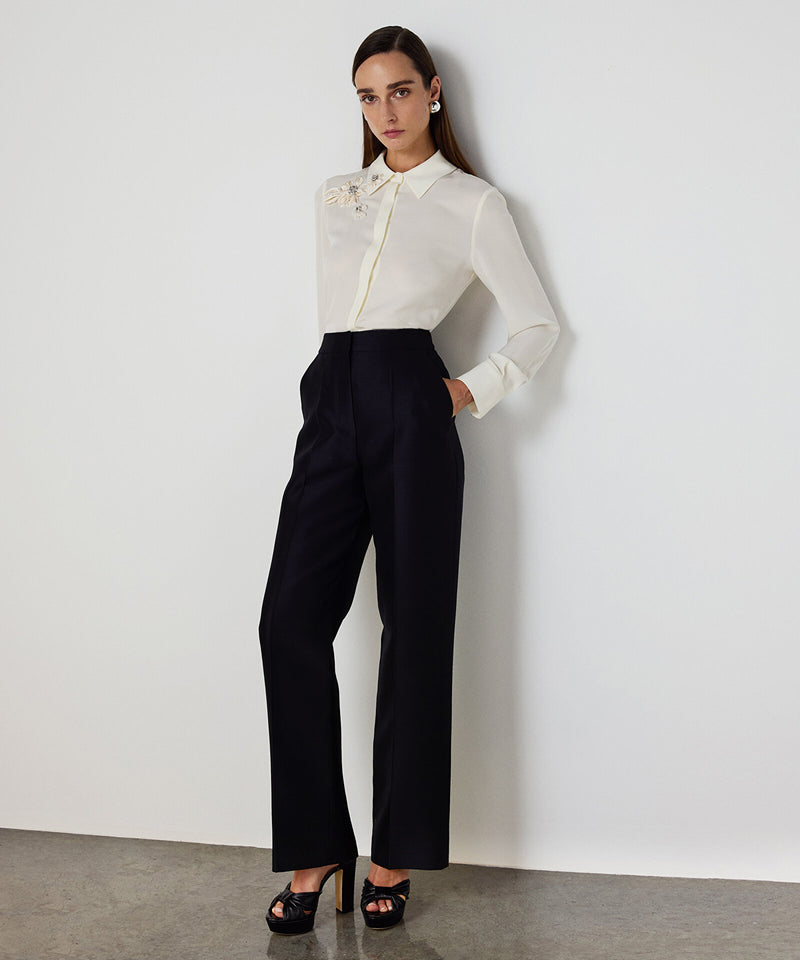 Machka Wool And Silk Blend Trousers Black