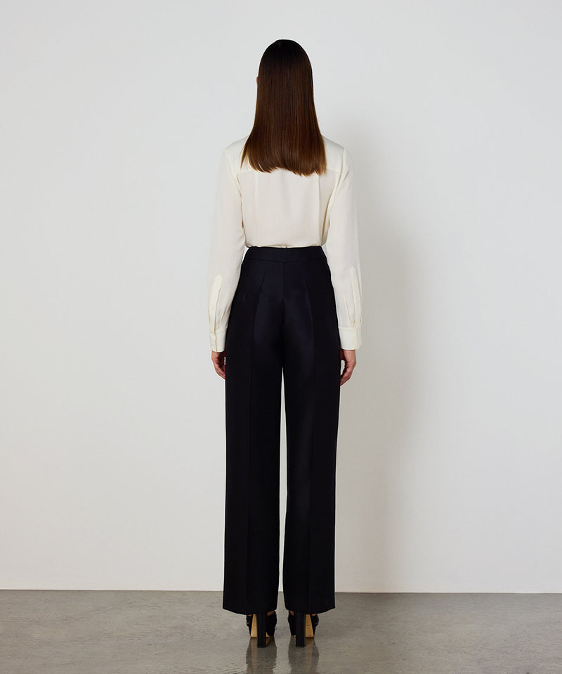 Machka Wool And Silk Blend Trousers Black