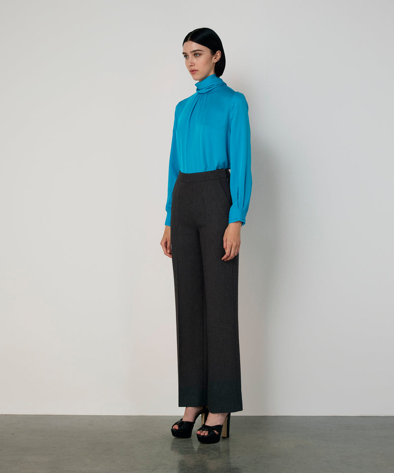 Machka Wide Leg Fit Pocketed Trousers Anthracite