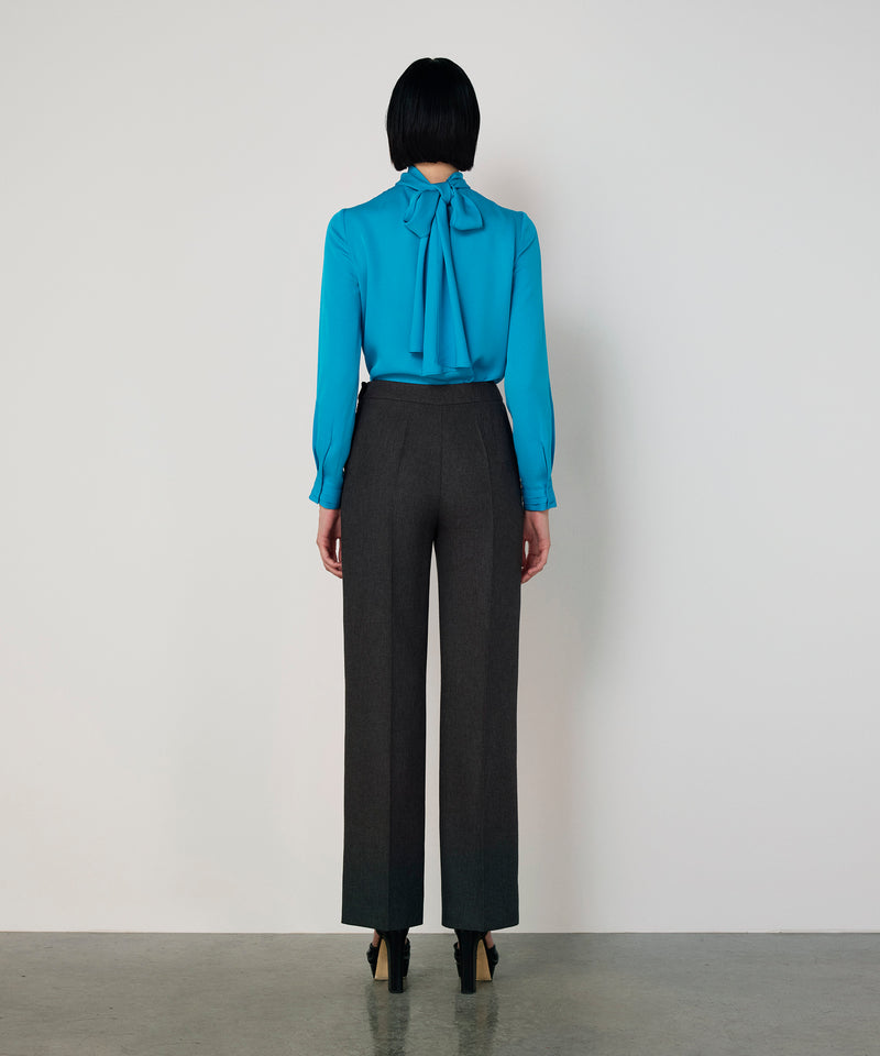 Machka Wide Leg Fit Pocketed Trousers Anthracite