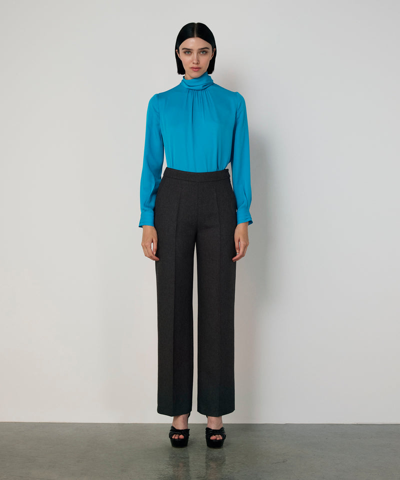 Machka Wide Leg Fit Pocketed Trousers Anthracite