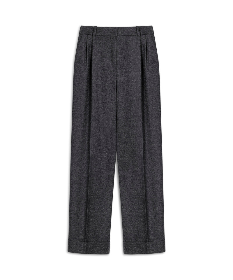 Machka Wide Leg Fit Wool Trousers Anthracite