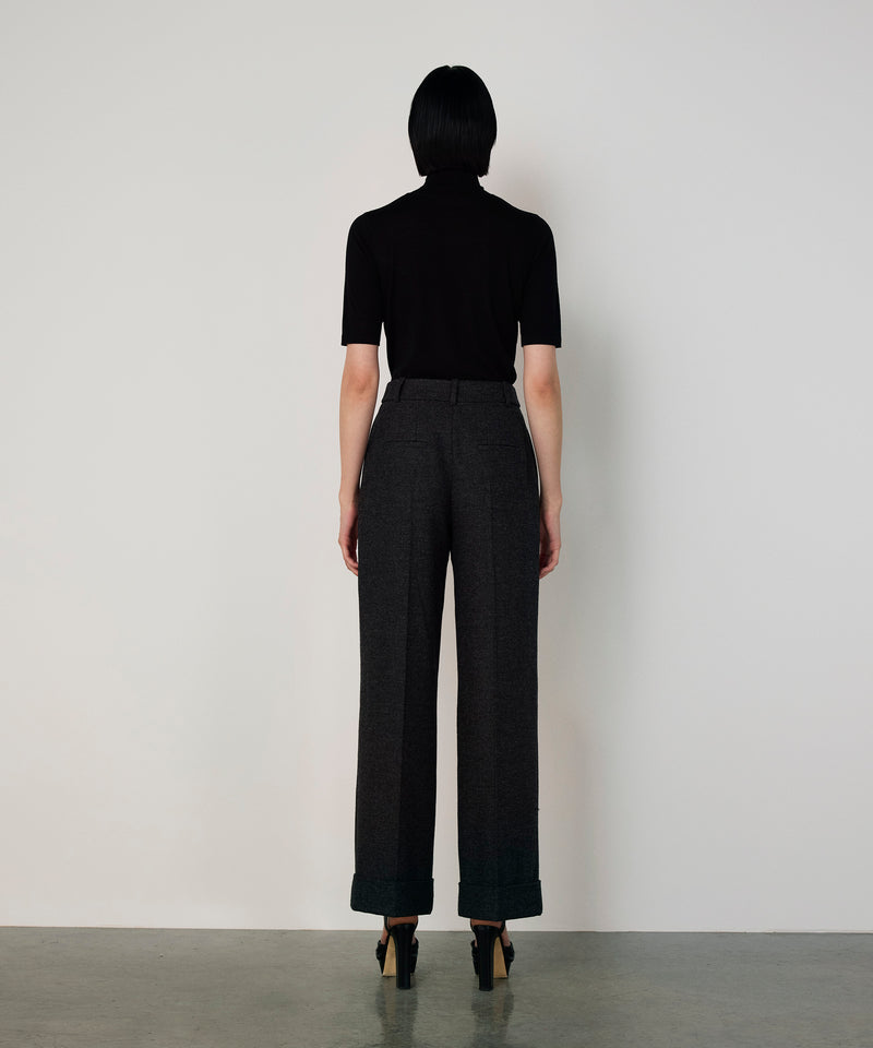 Machka Wide Leg Fit Wool Trousers Anthracite