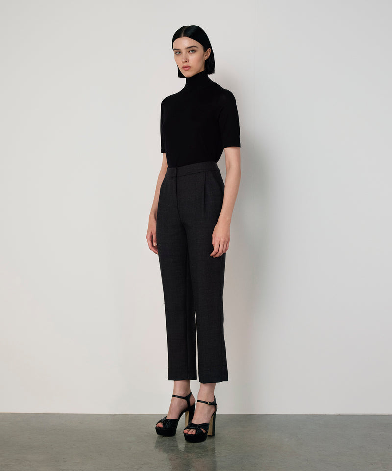 Machka Straight Fit Wool Trousers Anthracite
