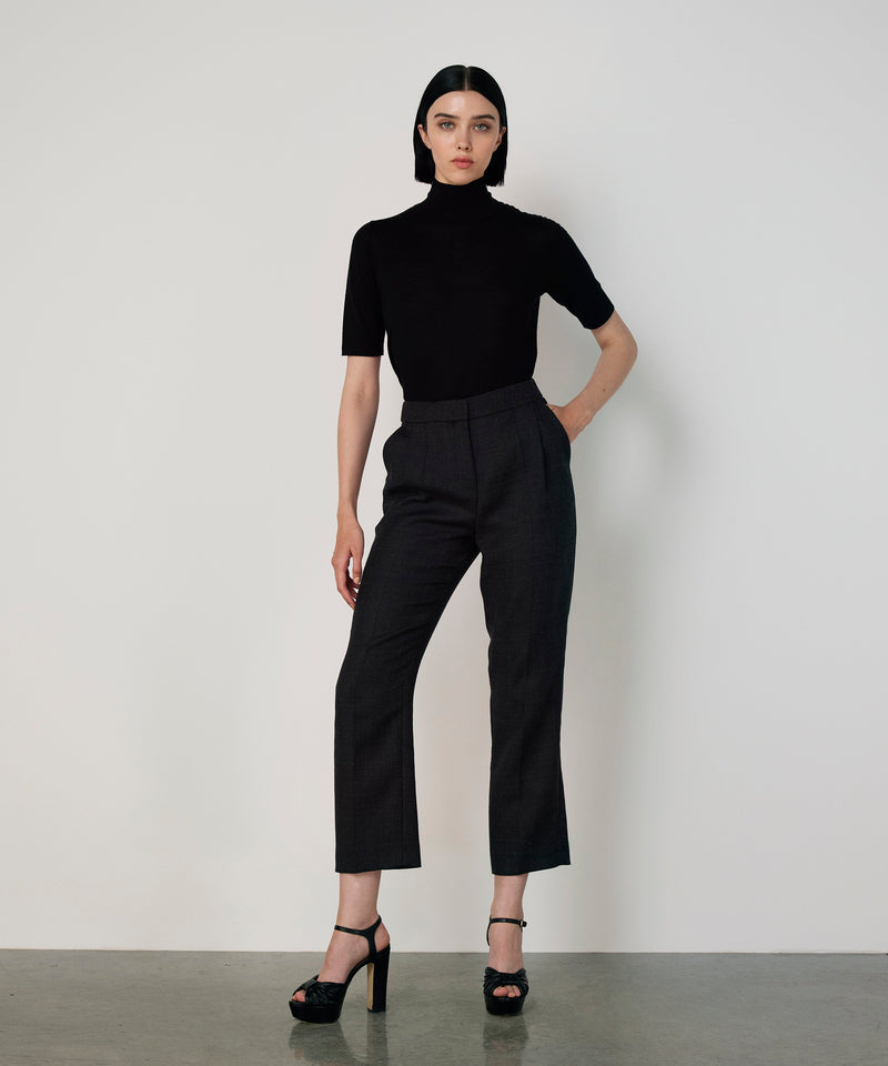 Machka Straight Fit Wool Trousers Anthracite