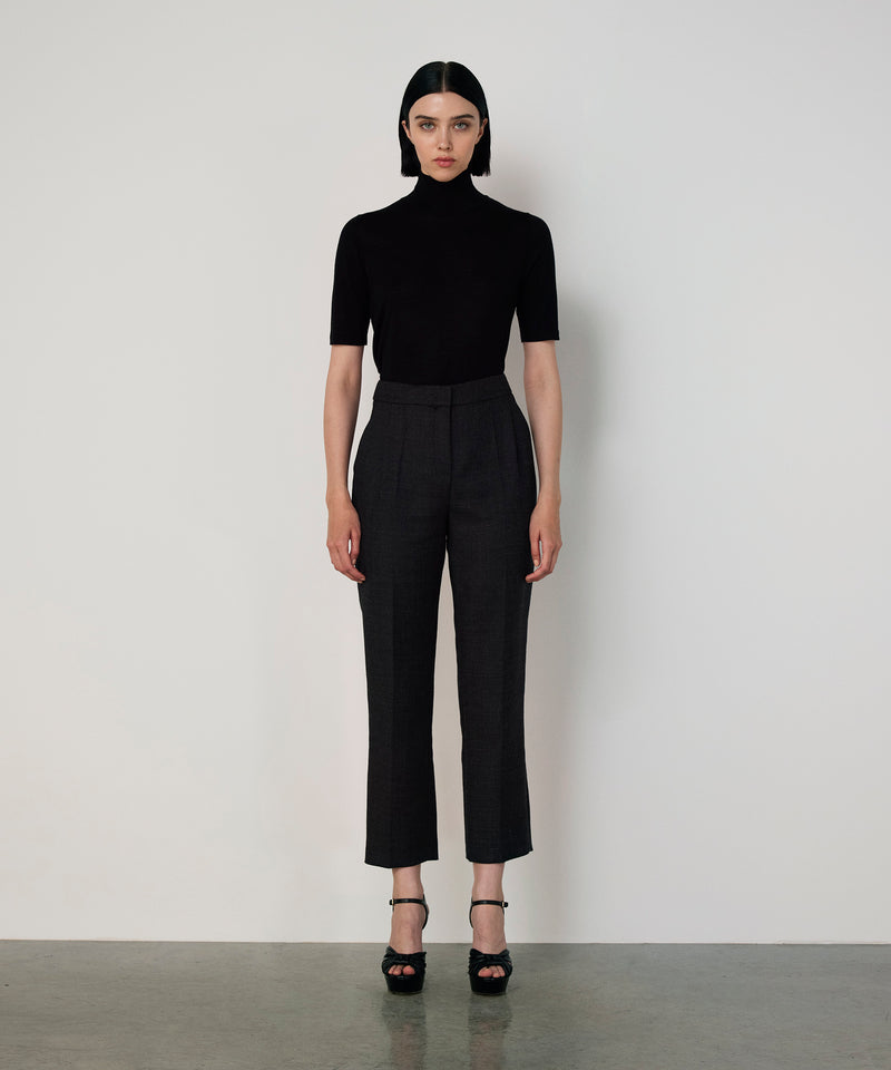 Machka Straight Fit Wool Trousers Anthracite