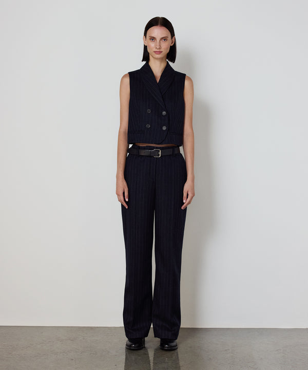Machka Striped Wool Trousers Navy