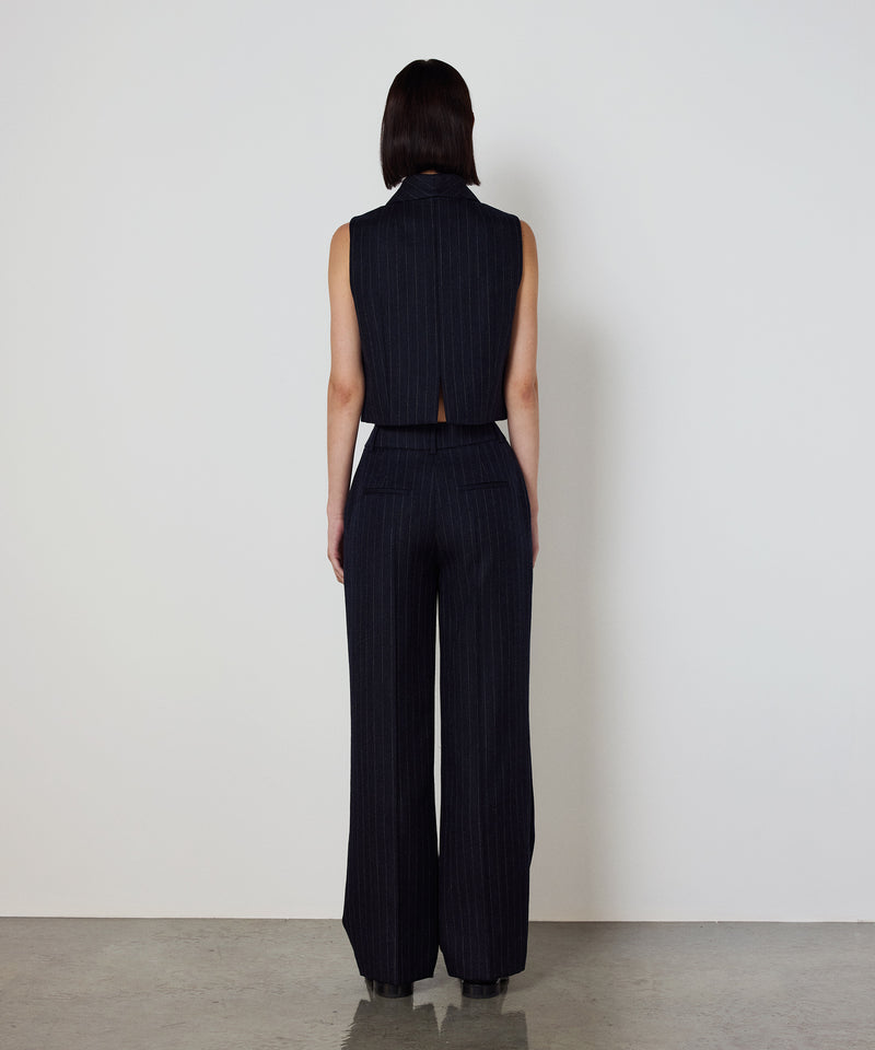 Machka Striped Wool Trousers Navy