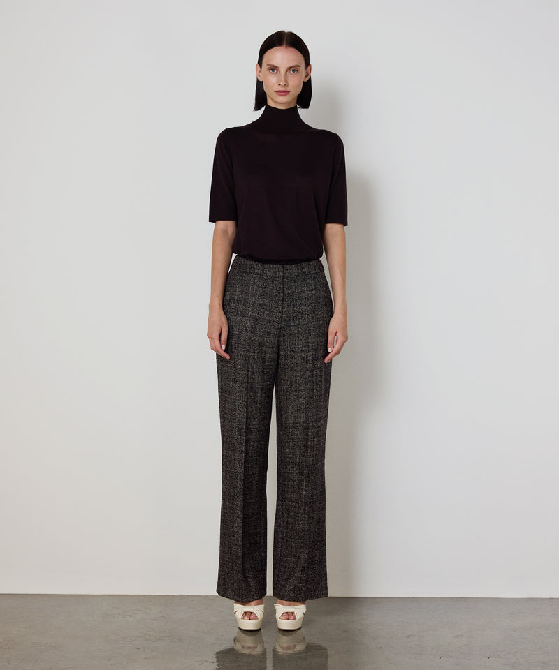 Machka Wide-Leg Wool Trousers Dark Brown