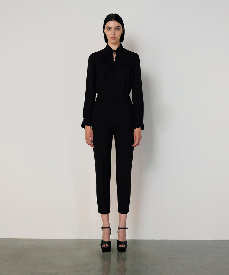 Machka Crepe Cigarette Trousers Black