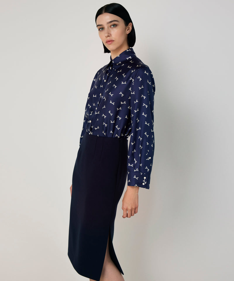 Machka Midi Skirt With Slit Navy