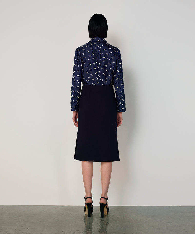 Machka Midi Skirt With Slit Navy