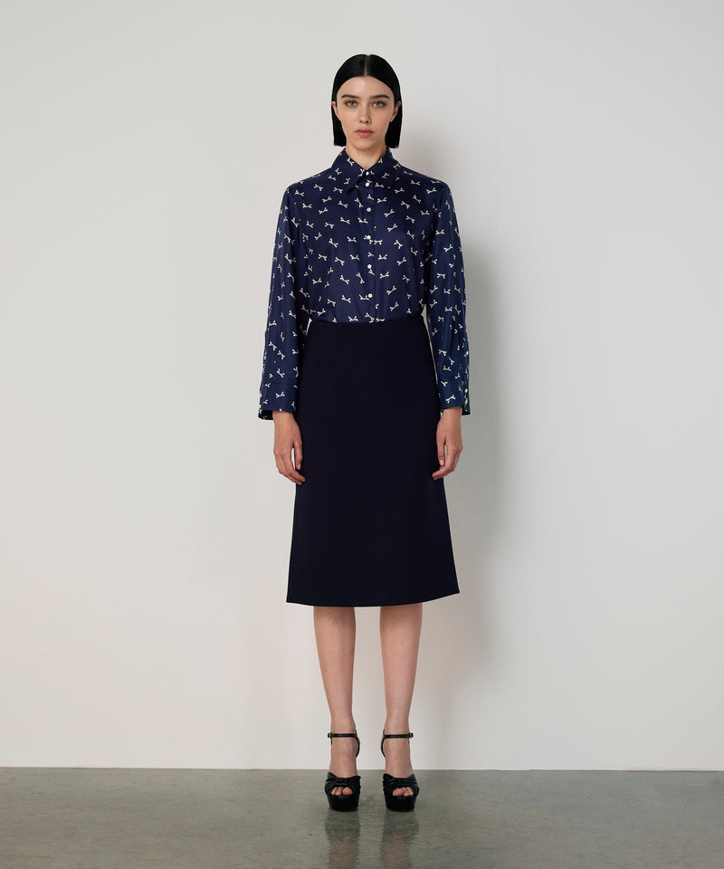 Machka Midi Skirt With Slit Navy