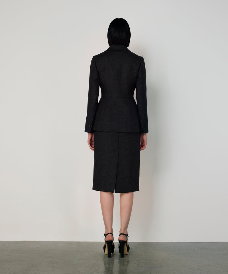 Machka Double-Breasted Wool Blazer Anthracite