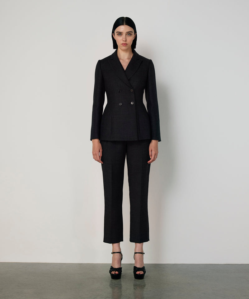 Machka Double-Breasted Wool Blazer Anthracite