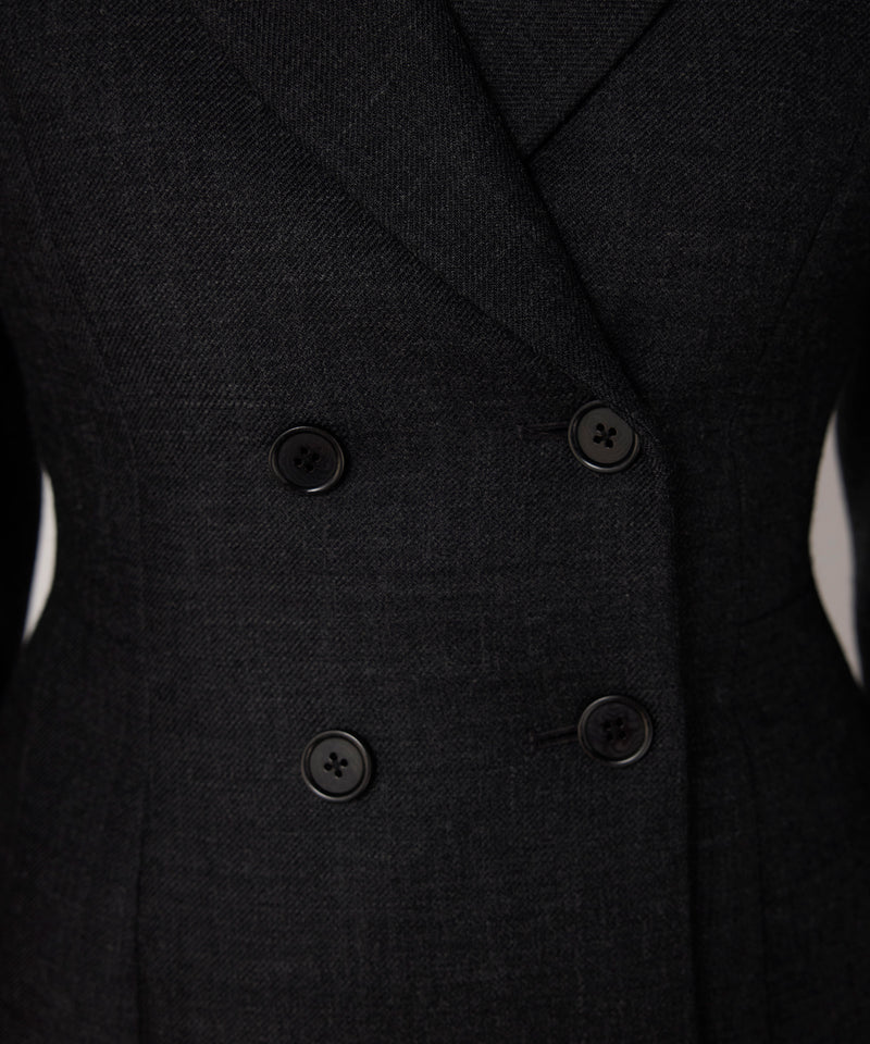Machka Double-Breasted Wool Blazer Anthracite