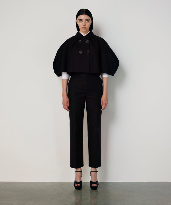 Machka Crystal-Button Balloon-Sleeve Jacket Black