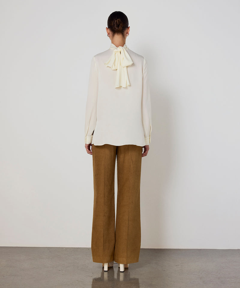 Machka Tie-Neck Silk Blouse Ecru
