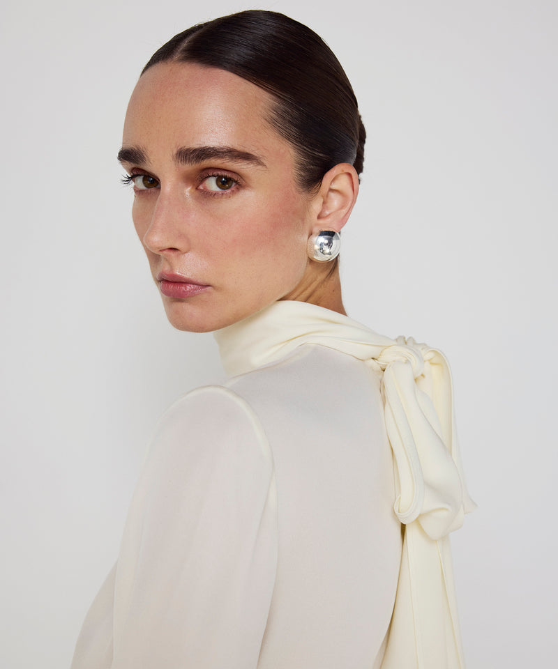 Machka Tie-Neck Silk Blouse Ecru