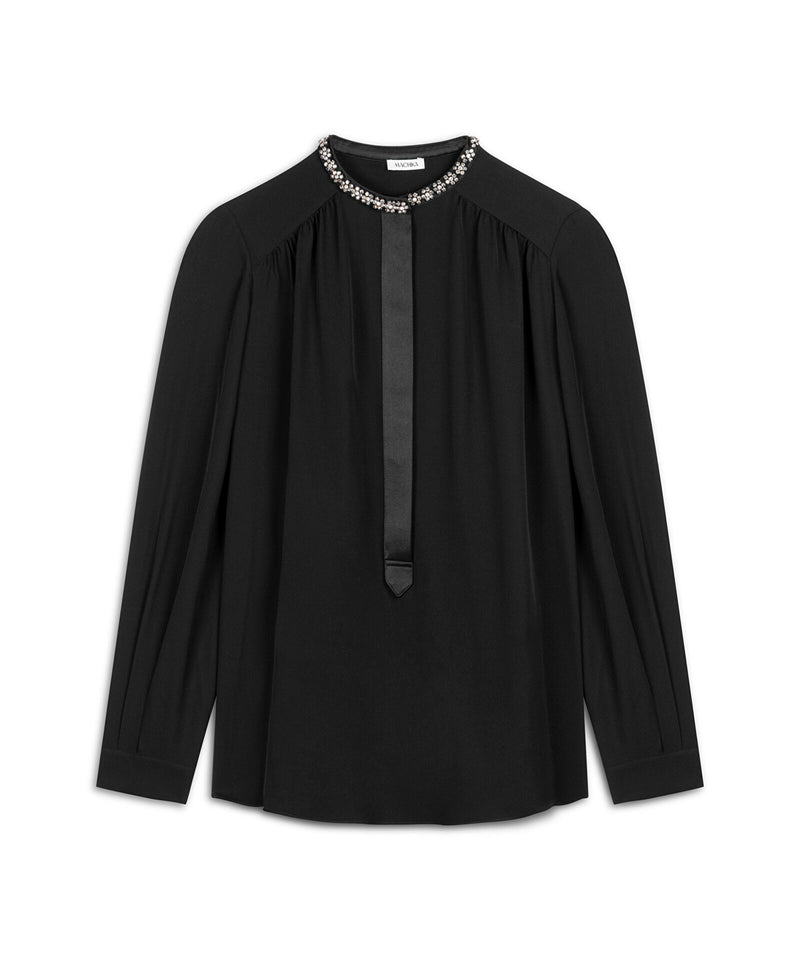 Machka Silk Blouse With Strass Embellishments Black
