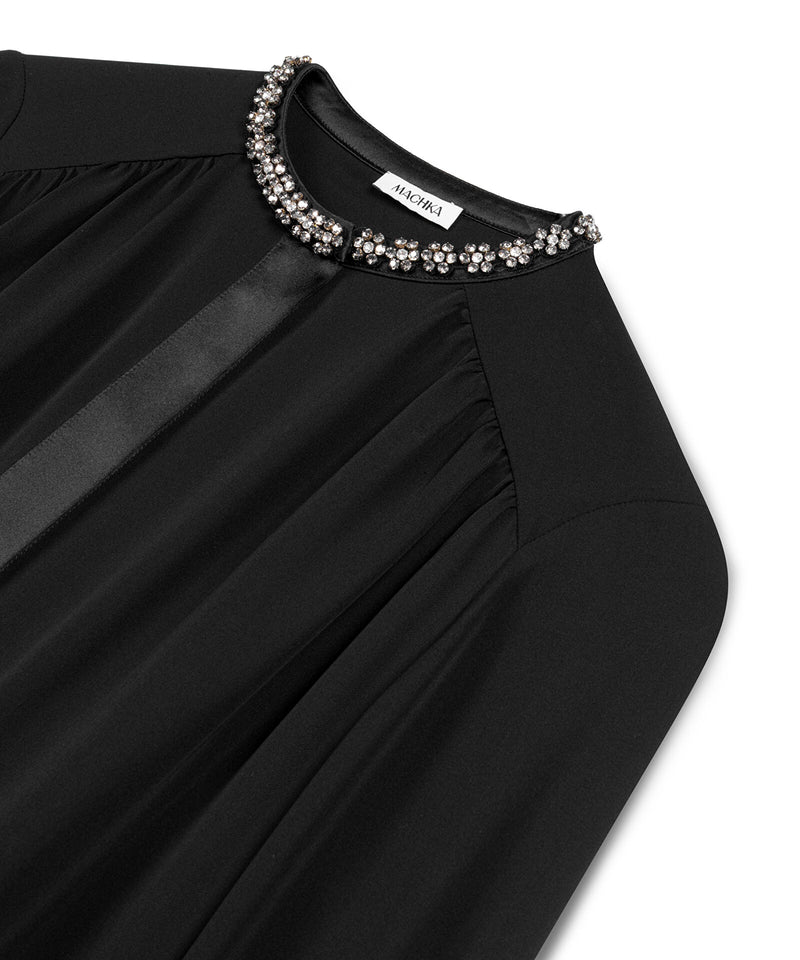 Machka Silk Blouse With Strass Embellishments Black
