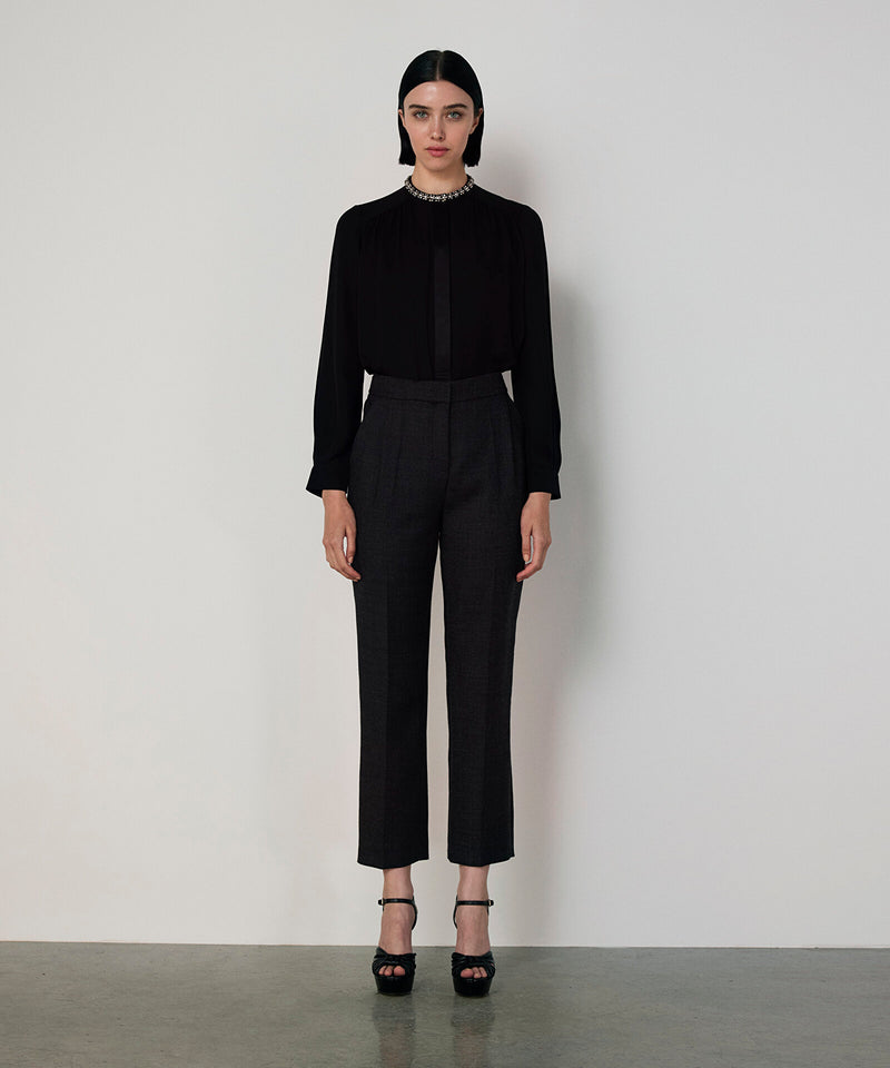 Machka Silk Blouse With Strass Embellishments Black