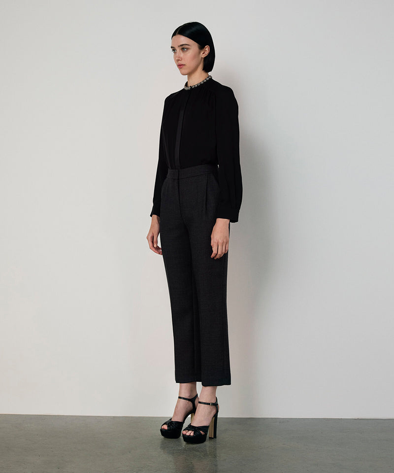 Machka Silk Blouse With Strass Embellishments Black