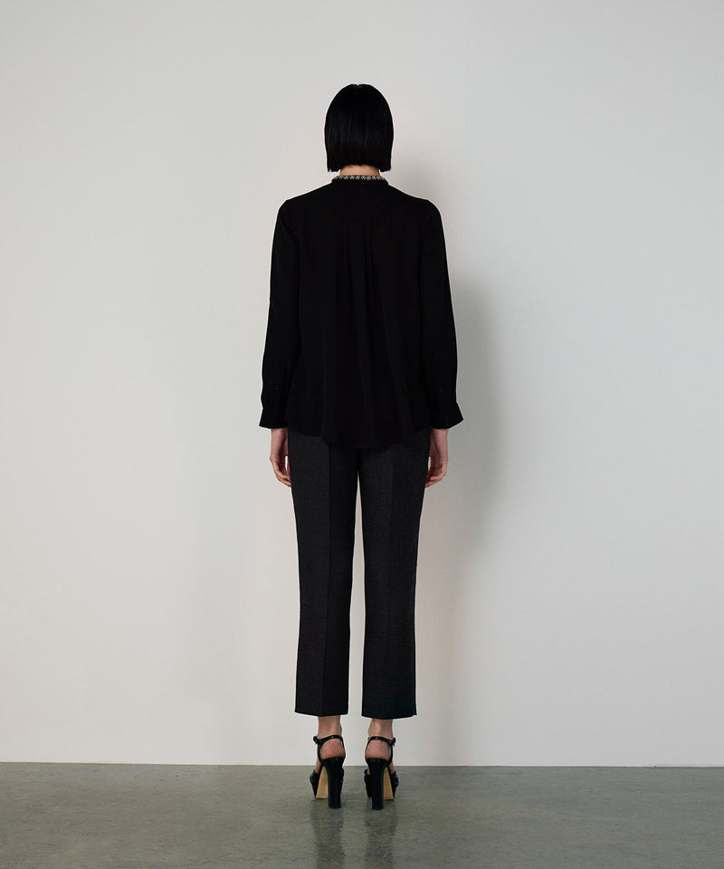 Machka Silk Blouse With Strass Embellishments Black