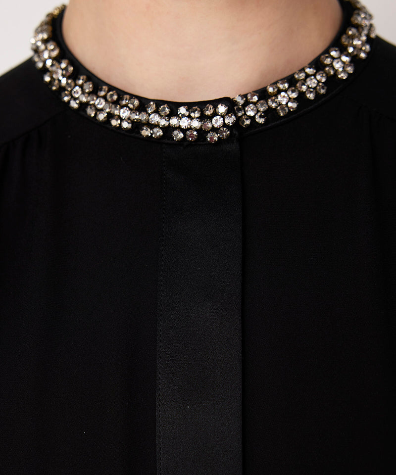 Machka Silk Blouse With Strass Embellishments Black