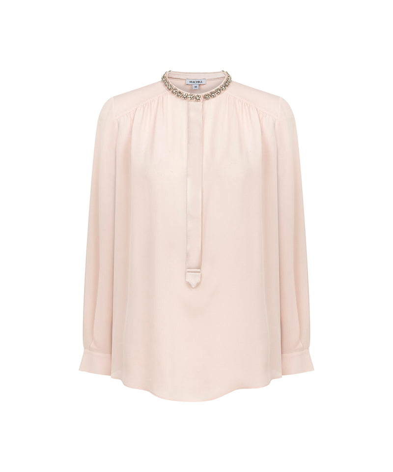 Machka Silk Blouse With Strass Embellishments Powder