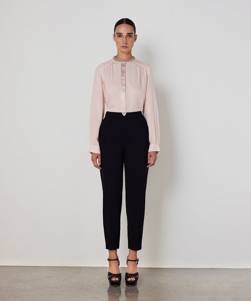 Machka Silk Blouse With Strass Embellishments Powder