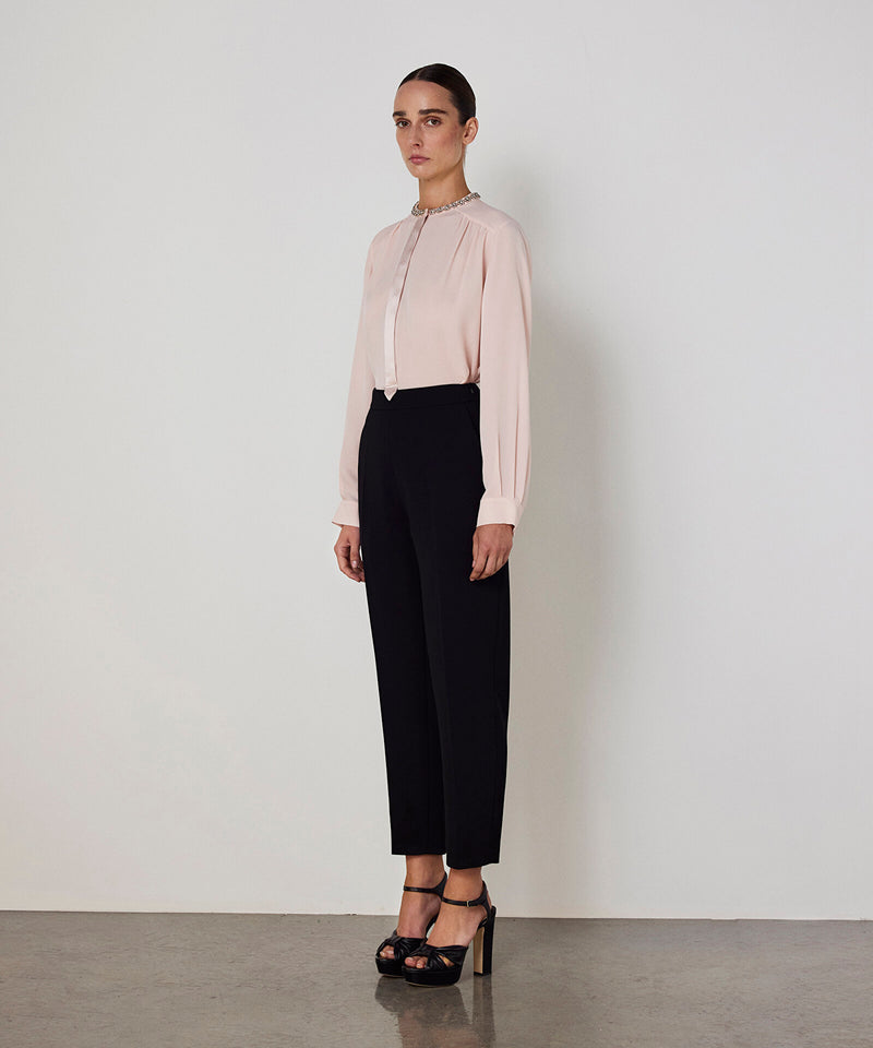 Machka Silk Blouse With Strass Embellishments Powder