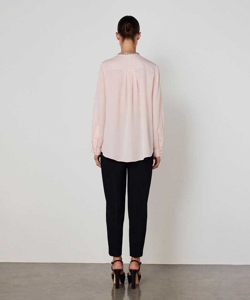 Machka Silk Blouse With Strass Embellishments Powder