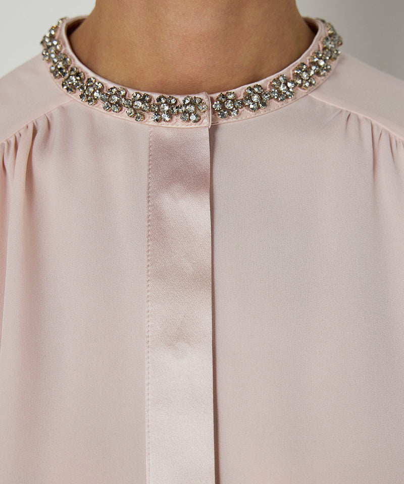 Machka Silk Blouse With Strass Embellishments Powder