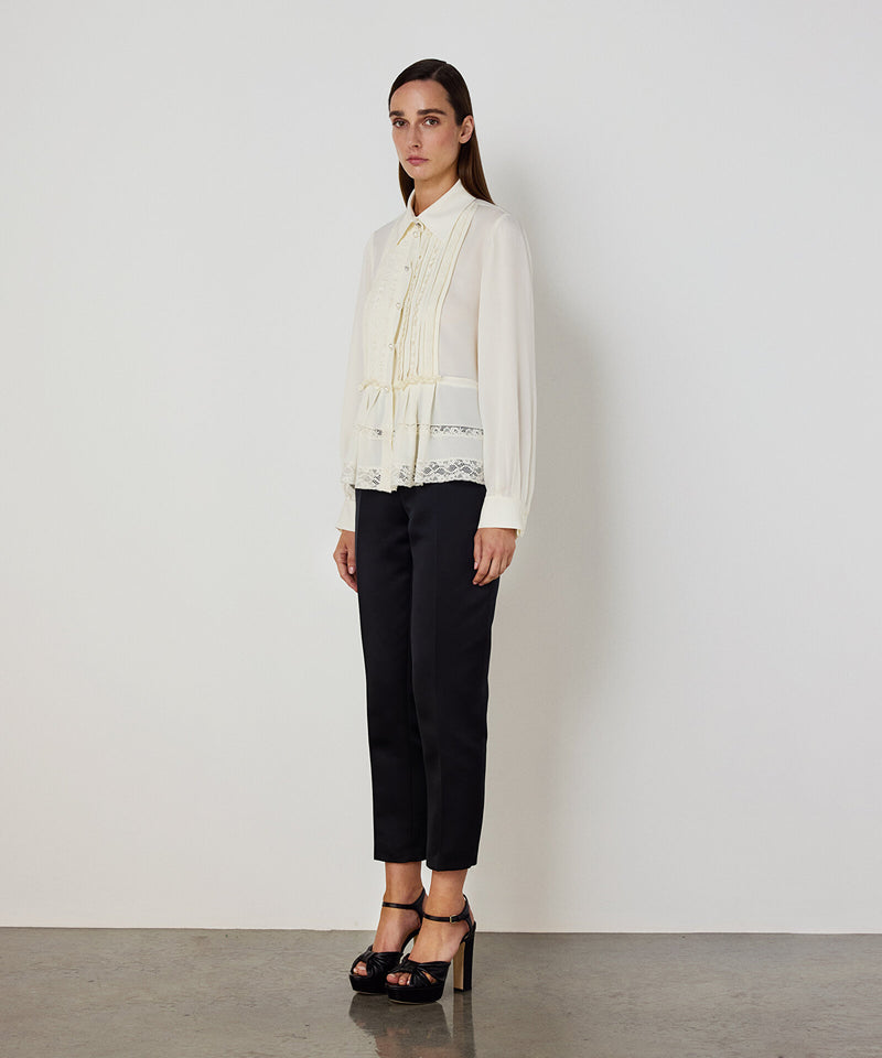 Machka Silk Blouse With Mixed Buttons Ecru