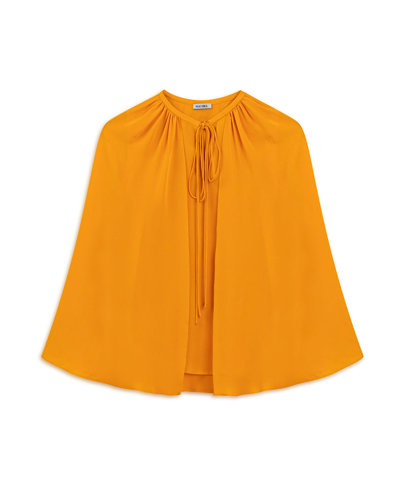 Machka Cape-Effect Silk Blouse Yellow
