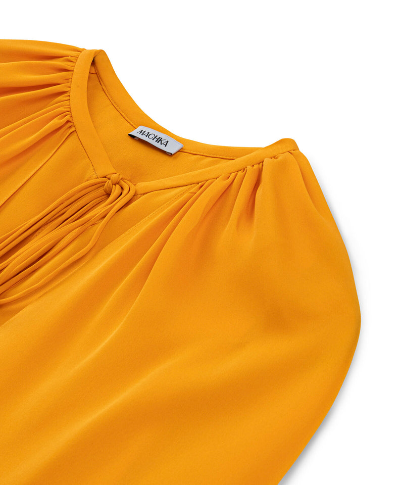 Machka Cape-Effect Silk Blouse Yellow