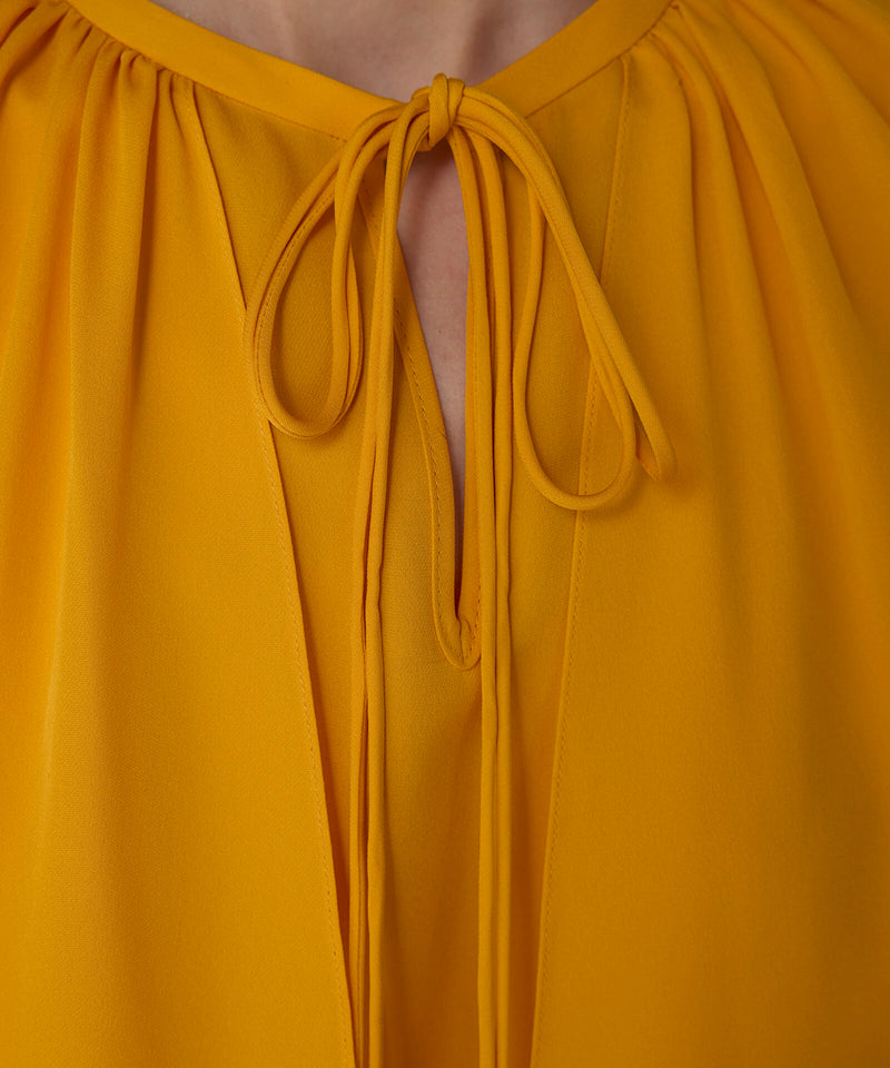 Machka Cape-Effect Silk Blouse Yellow