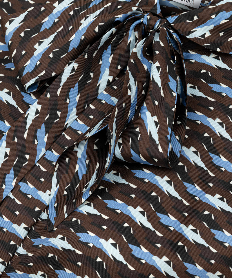 Machka Abstract Print Silk Blouse Brown