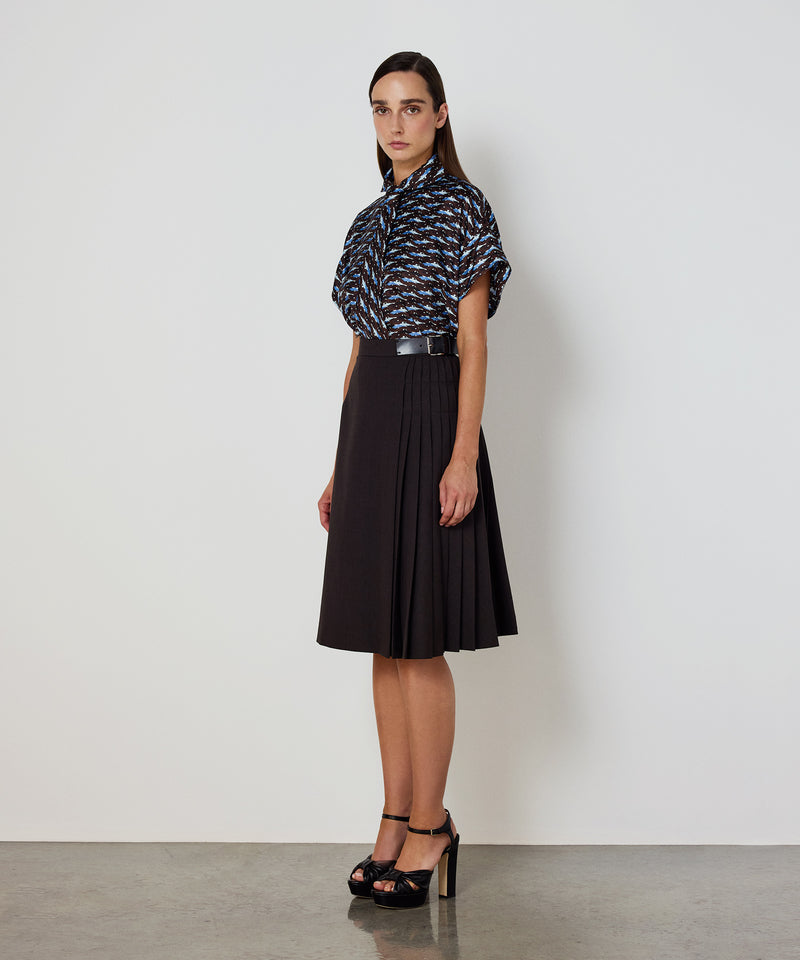 Machka Abstract Print Silk Blouse Brown