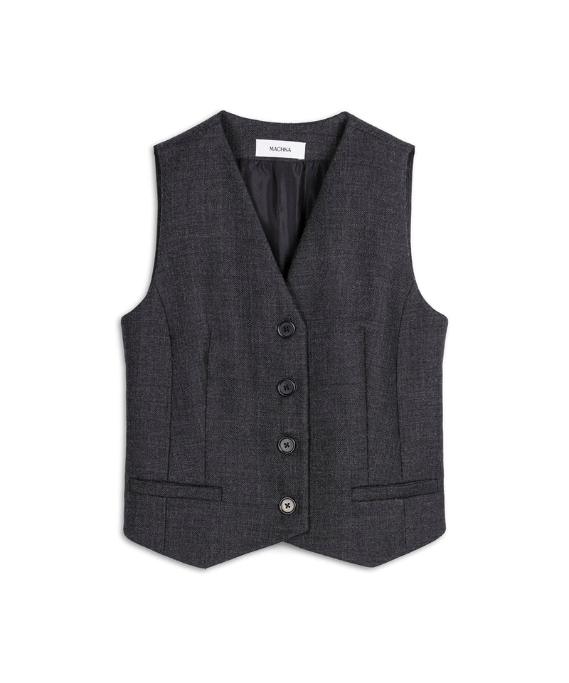 Machka Slim Fit Wool Vest Anthracite