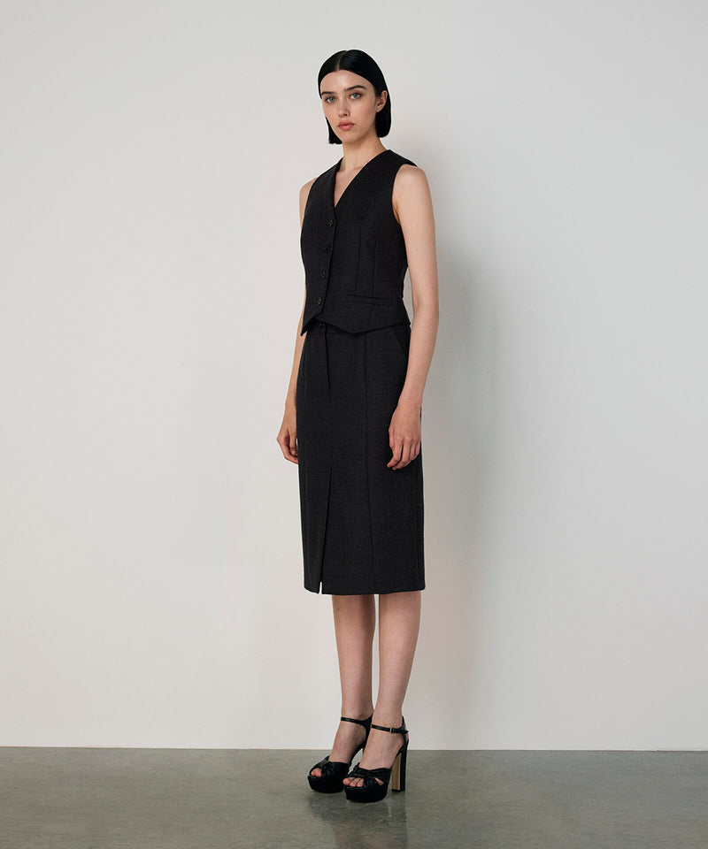 Machka Slim Fit Wool Vest Anthracite