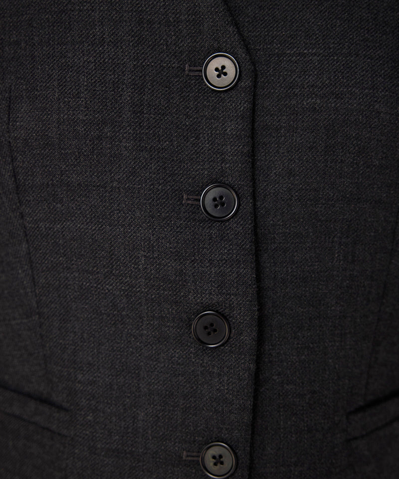 Machka Slim Fit Wool Vest Anthracite