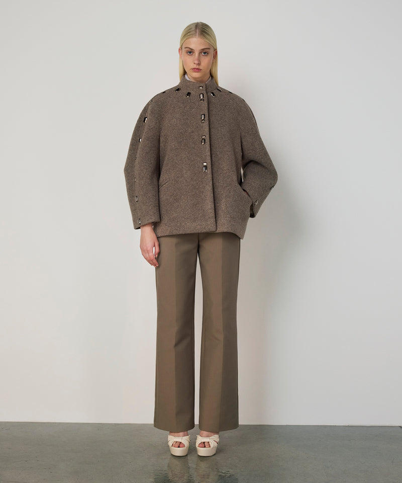 Machka Coat With Mixed Metal Accessories Marling Blue