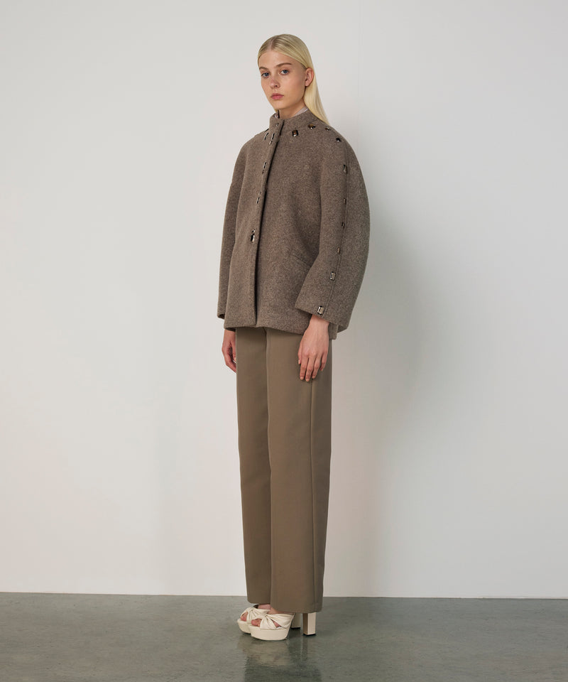 Machka Coat With Mixed Metal Accessories Marling Blue