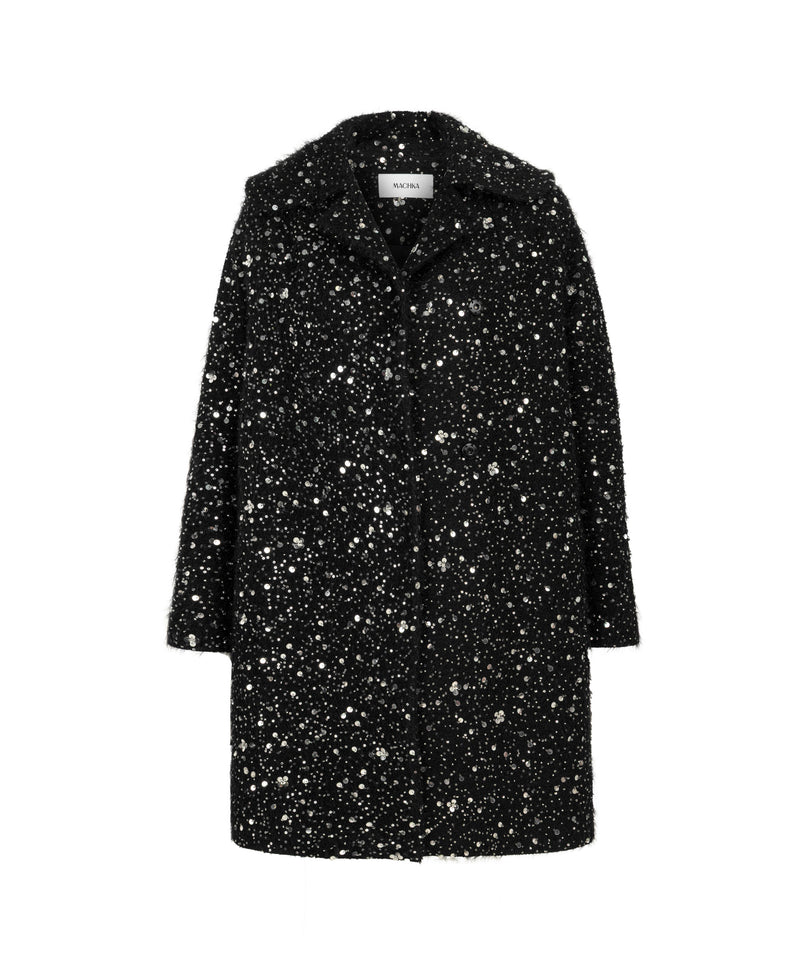 Machka Sequin Double-Breasted Coat Black