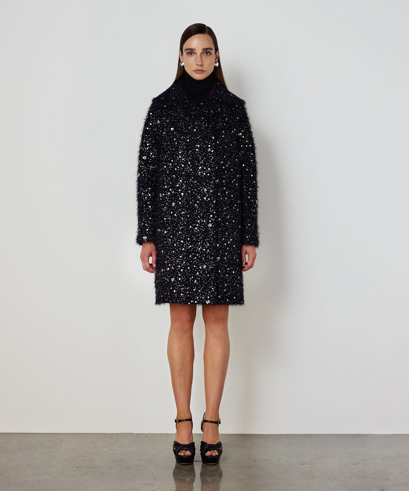 Machka Sequin Double-Breasted Coat Black