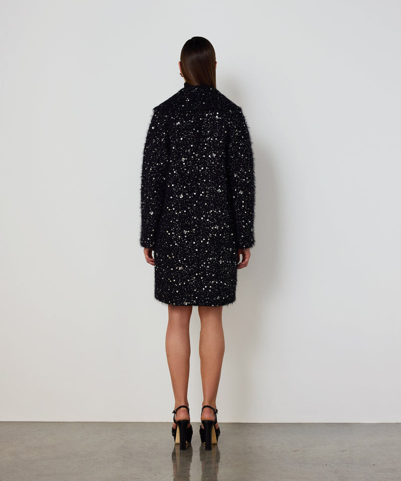Machka Sequin Double-Breasted Coat Black