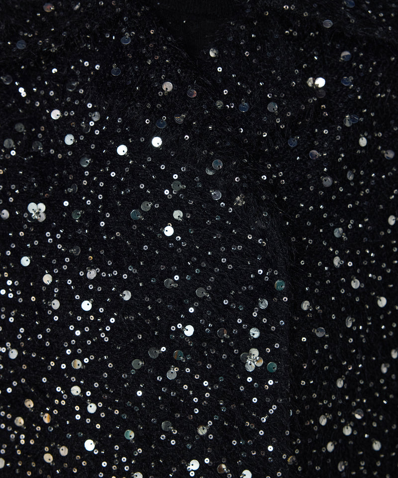 Machka Sequin Double-Breasted Coat Black